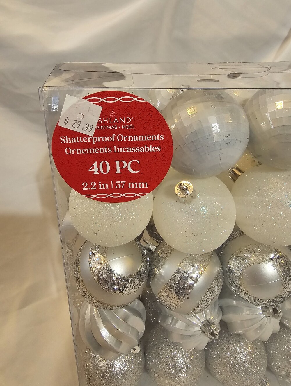 ASHLAND 40-Pack White and Silver Shatterproof Holiday Ornaments - Picture 2 of 6